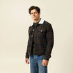 Veste droite courte col chemise marron fonc&eacute; homme
