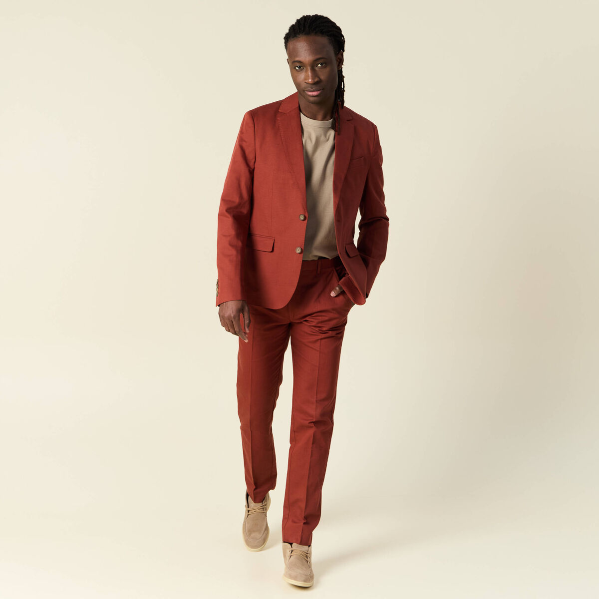 Veste blazer cintré marron cognac homme