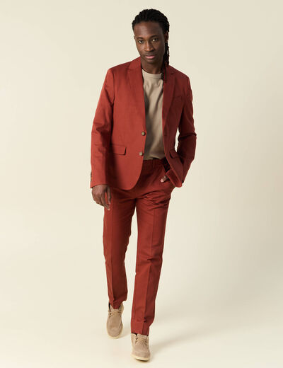 Veste blazer cintré marron cognac homme