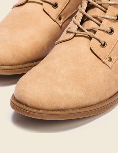 Bottines avec détails zippés beige femme