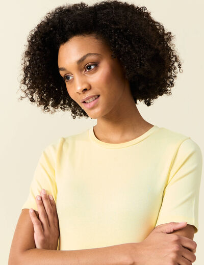 T-shirt manches courtes jaune pastel femme