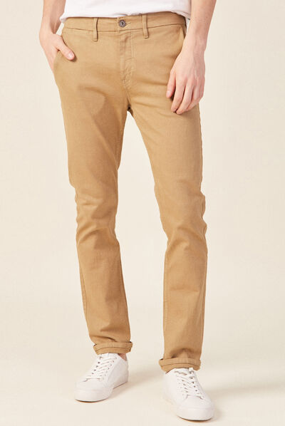 Pantalon chino slim vert kaki homme
