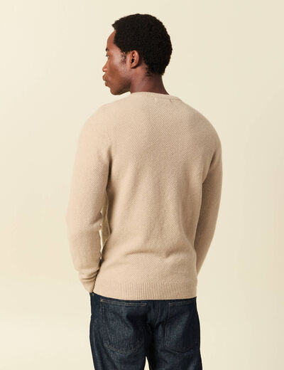 Pull manches longues fabriqu&eacute; en France sable homme