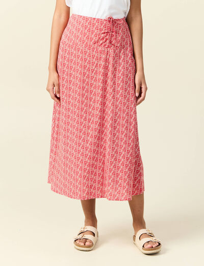 Jupe longue portefeuille rouge femme