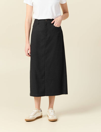 Jupe longue droite gris femme
