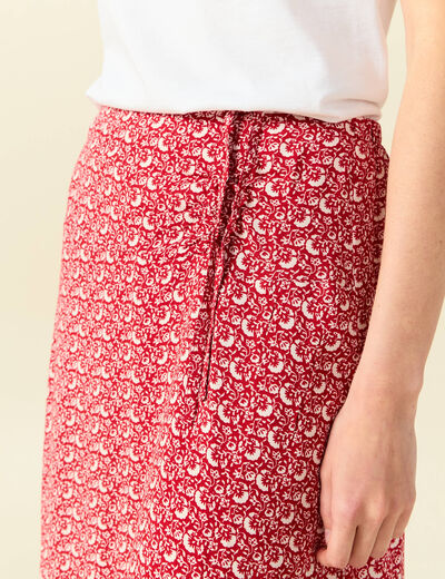 Jupe longue portefeuille rouge femme