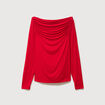 T-shirt ajust&eacute; manches longues bardot rouge femme