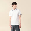 Polo cintr&eacute; en coton manches courtes blanc homme