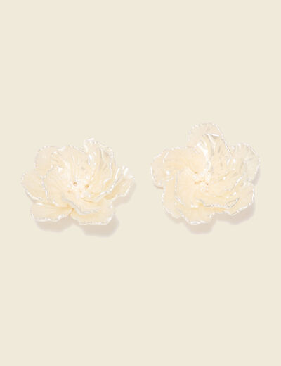 Boucles d'oreilles clous ecru femme