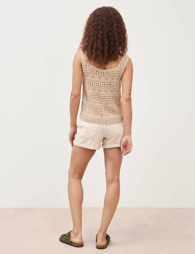 D&eacute;bardeur d&eacute;collet&eacute; bretelles creme femme