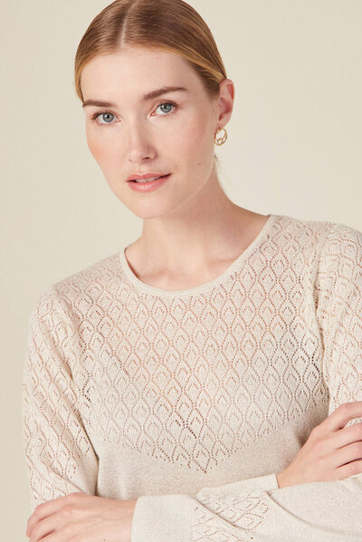 Pull manches longues beige femme