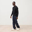 Pull manches longues col rond noir homme
