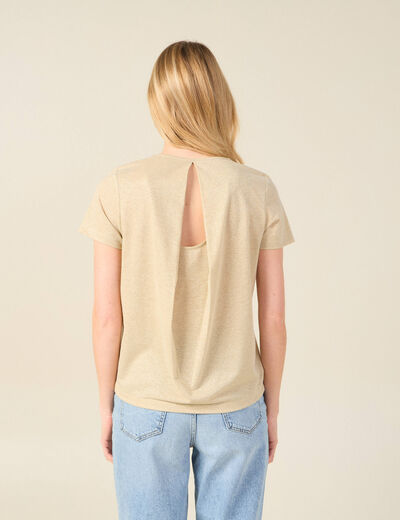 T-shirt manches courtes creme femme