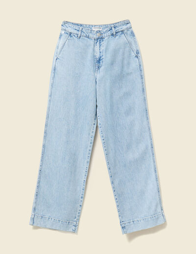 Jeans large denim bleach femme