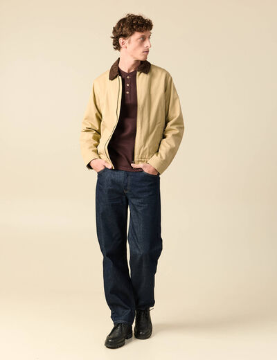 T-shirt cintr&eacute; en coton manches longues marron fonc&eacute; homme