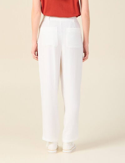 Pantalon cargo fluide ecru femme