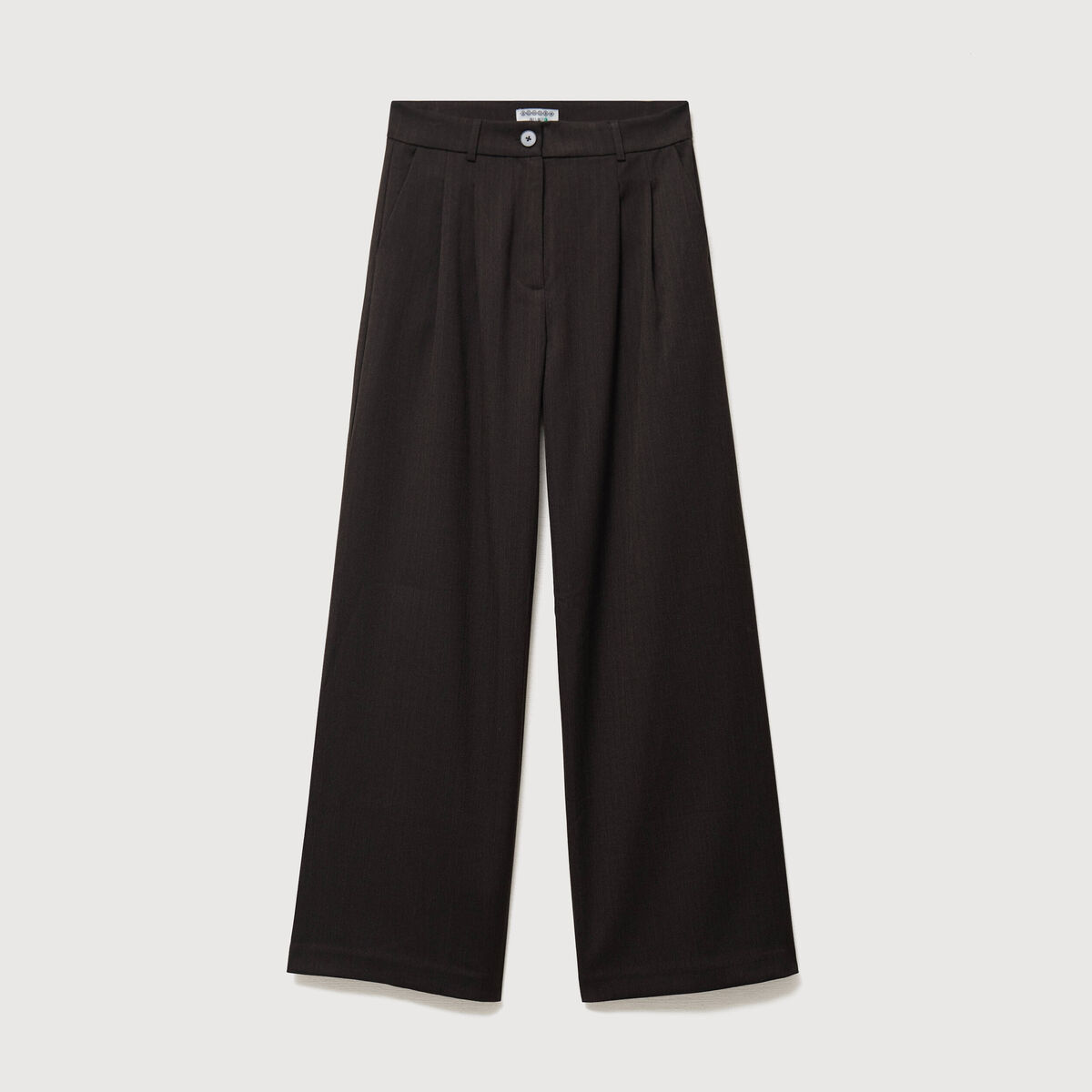 Pantalon large taille standard marron fonc&eacute; femme