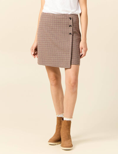 Jupe droite effet portefeuille beige femme