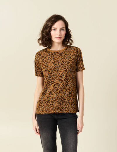 T-shirt manches courtes marron femme