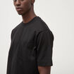 T-shirt droit en coton col ras du cou noir homme