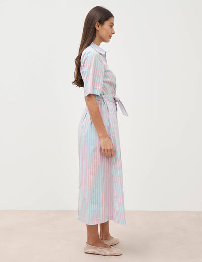 Robe longue droite manches courtes bleu ciel femme