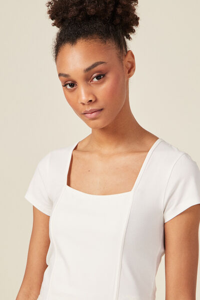 T-shirt manches courtes ecru femme