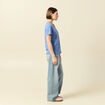 T-shirt cintr&eacute; col rond manches courtes bleu lavande femme