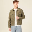 Blouson droit boutonné vert kaki homme
