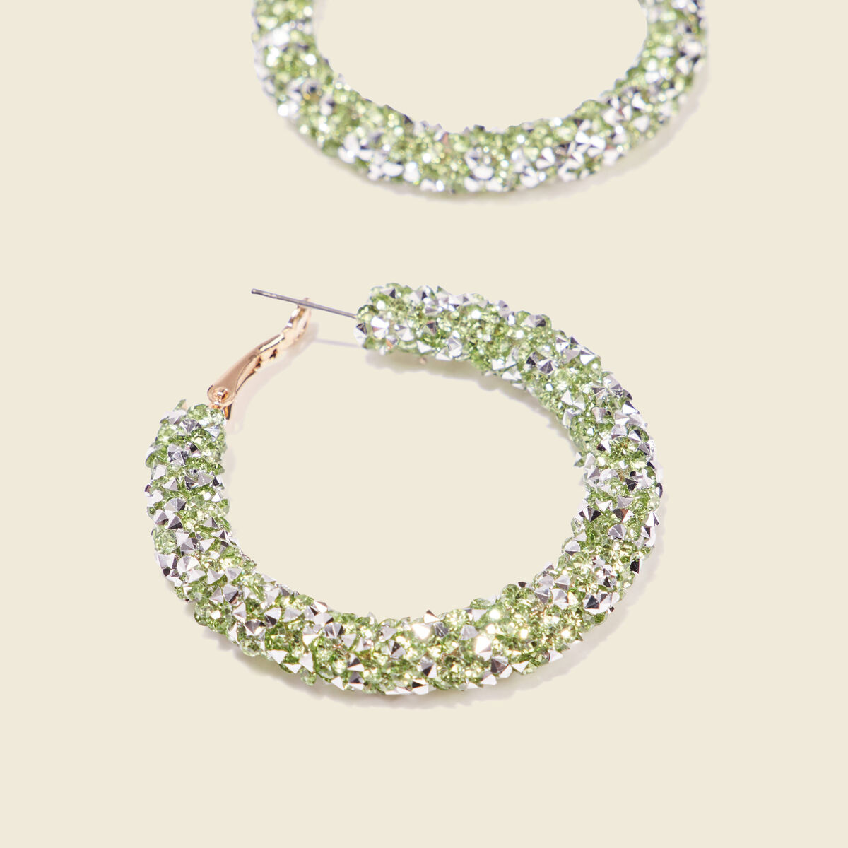 Boucles d'oreilles créoles vert olive femme