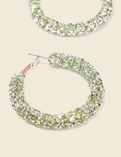 Boucles d'oreilles créoles vert olive femme