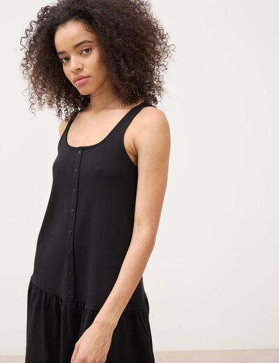 Robe sans manches en maille col rond noir femme