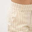 Pantalon large taille haute ceinture jaune pastel femme