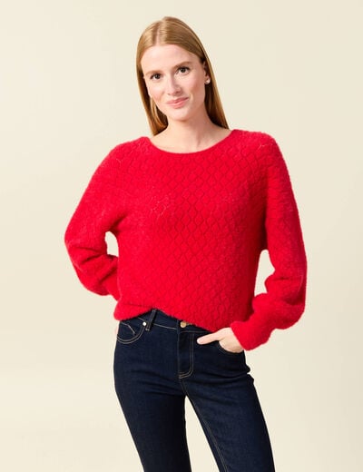 Pull manches longues rouge femme