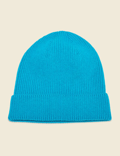 Bonnet fabriqué en France bleu turquoise femme