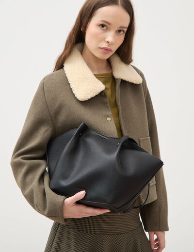 Cabas sac bandouli&egrave;re noir femme
