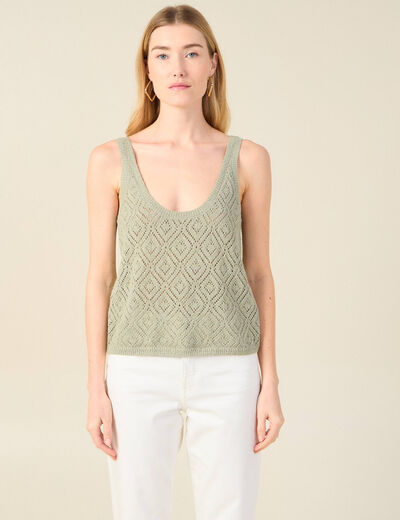 Pull débardeur éco-responsable vert kaki femme
