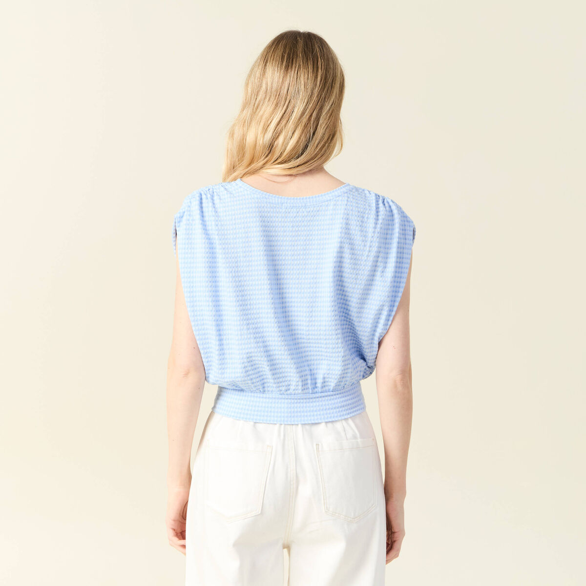 T-shirt manches courtes bleu femme