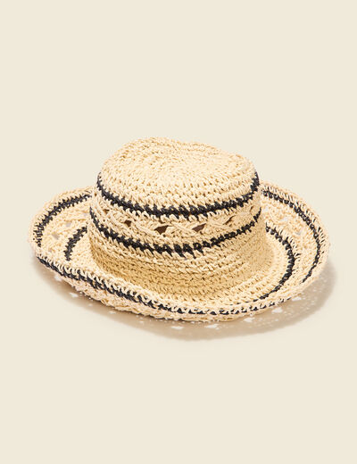 Chapeau tressé ecru femme
