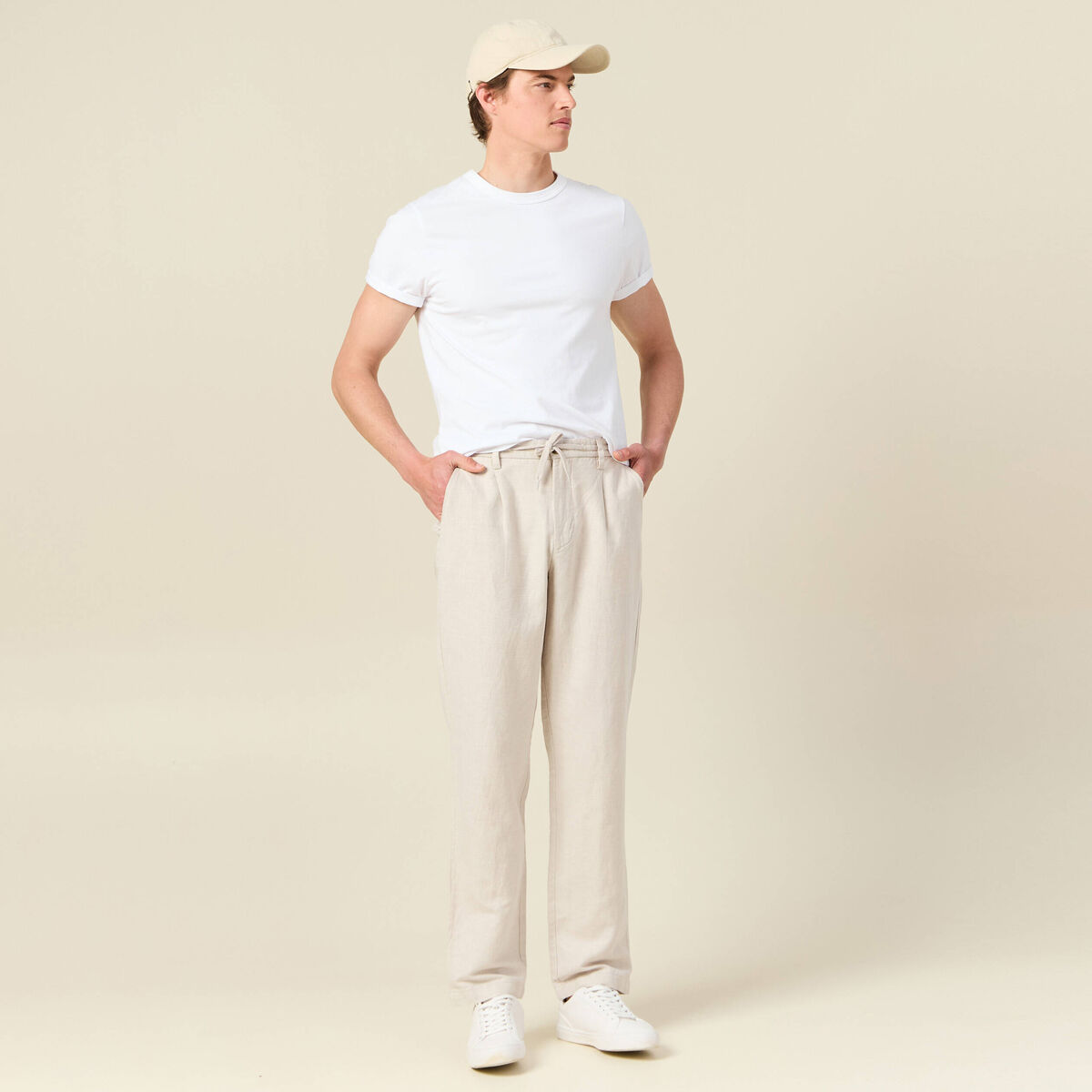 Pantalon chino straight beige homme