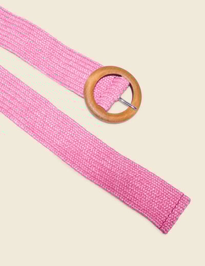 Ceinture tressée boucle ronde rose fushia femme