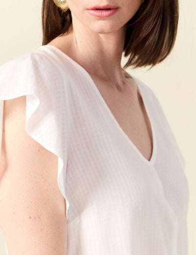 Blouse manches courtes blanc femme