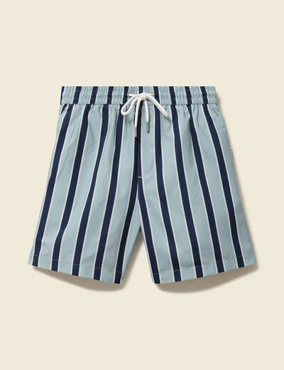 Maillot de bain ray&eacute; doubl&eacute; bleu gris homme