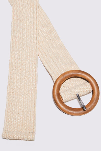 Ceinture tressée boucle ronde ecru femme