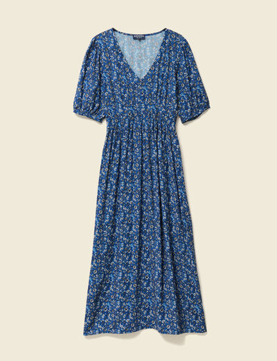 robe longue imprimée bleu femme