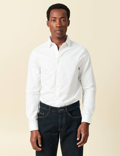Chemise droite courte col am&eacute;ricain blanc homme