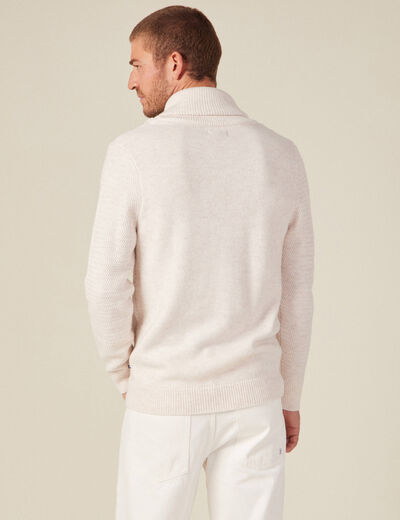 Pull manches longues col ch&acirc;le ecru homme