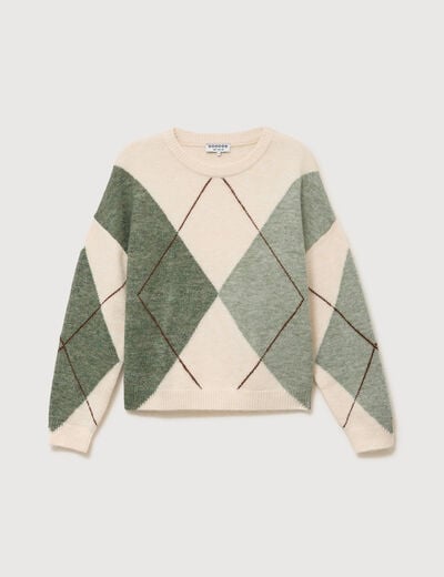 Pull col rond manches longues vert pastel femme