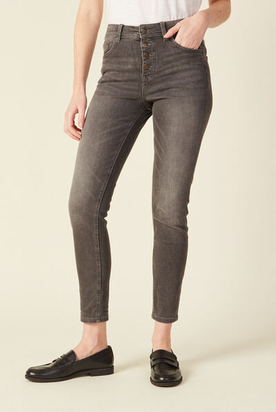 Jeans ultra stretch denim gris femme