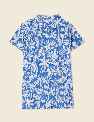 Blouse manches courtes bleu femme