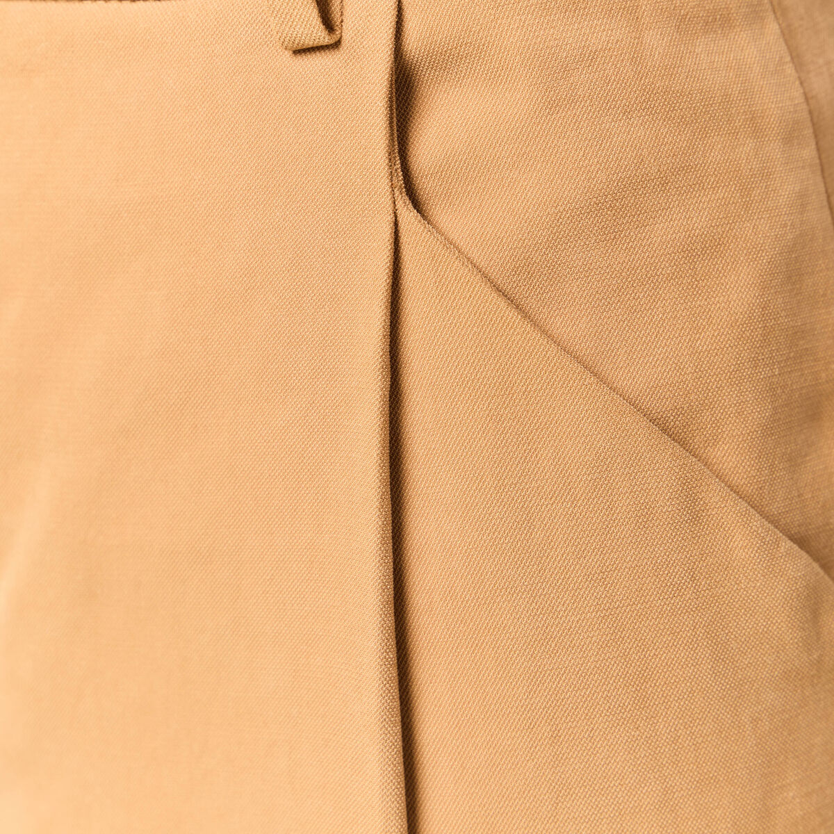 Pantalon large taille haute marron clair femme